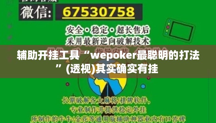 辅助开挂工具“wepoker最聪明的打法”(透视)其实确实有挂 