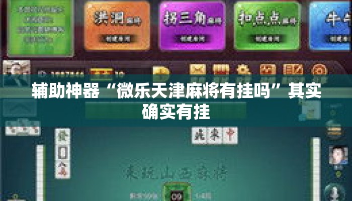 辅助神器“微乐天津麻将有挂吗”其实确实有挂