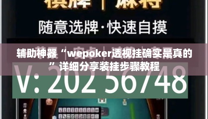 辅助神器“wepoker透视挂确实是真的”详细分享装挂步骤教程