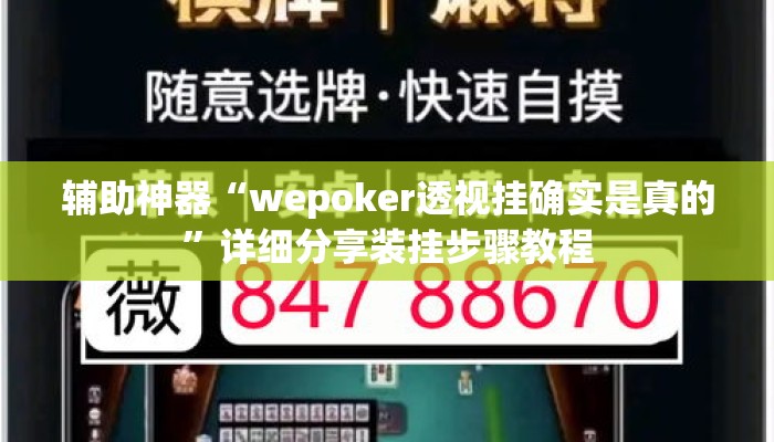 辅助神器“wepoker透视挂确实是真的”详细分享装挂步骤教程