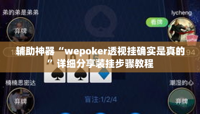 辅助神器“wepoker透视挂确实是真的”详细分享装挂步骤教程