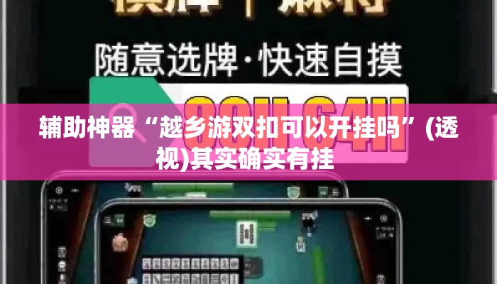 辅助神器“越乡游双扣可以开挂吗”(透视)其实确实有挂 