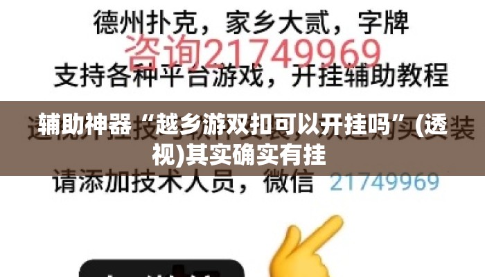 辅助神器“越乡游双扣可以开挂吗”(透视)其实确实有挂 