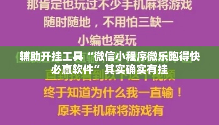 辅助开挂工具“微信小程序微乐跑得快必赢软件	”其实确实有挂