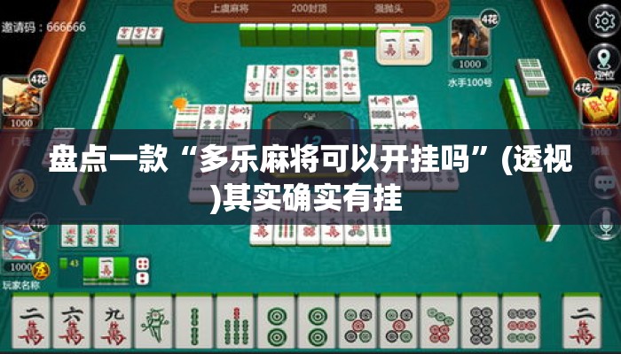 盘点一款“多乐麻将可以开挂吗”(透视)其实确实有挂 