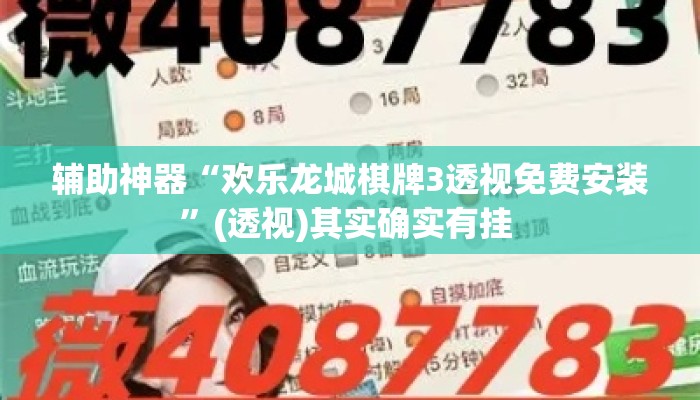 辅助神器“欢乐龙城棋牌3透视免费安装”(透视)其实确实有挂 