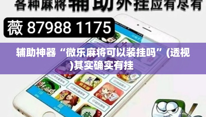 辅助神器“微乐麻将可以装挂吗”(透视)其实确实有挂 