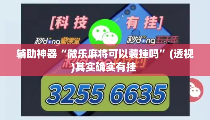 辅助神器“微乐麻将可以装挂吗”(透视)其实确实有挂 