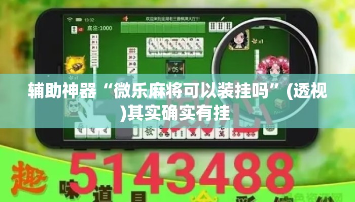 辅助神器“微乐麻将可以装挂吗	”(透视)其实确实有挂 