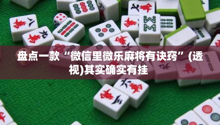 盘点一款“微信里微乐麻将有诀窍	”(透视)其实确实有挂 