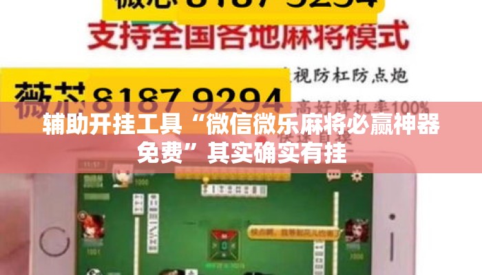 辅助开挂工具“微信微乐麻将必赢神器免费”其实确实有挂