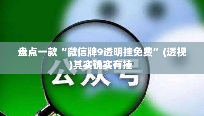 盘点一款“微信牌9透明挂免费”(透视)其实确实有挂 