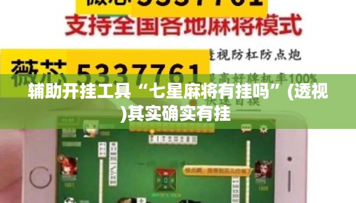 辅助开挂工具“七星麻将有挂吗”(透视)其实确实有挂 