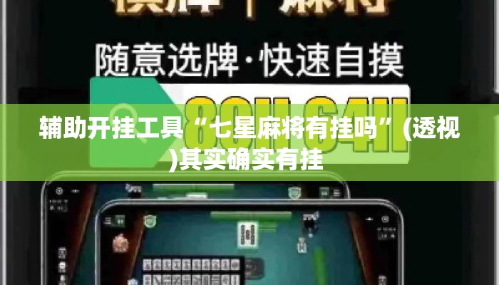 辅助开挂工具“七星麻将有挂吗”(透视)其实确实有挂 