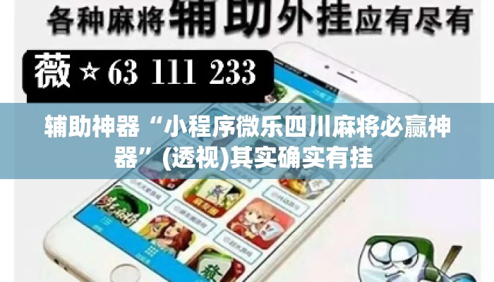 辅助神器“小程序微乐四川麻将必赢神器”(透视)其实确实有挂 