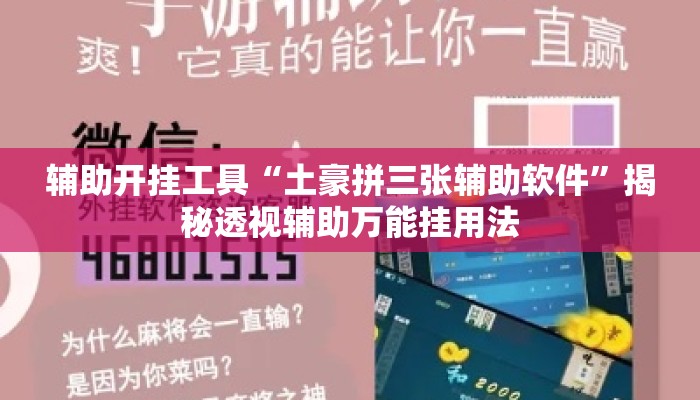 辅助开挂工具“土豪拼三张辅助软件”揭秘透视辅助万能挂用法