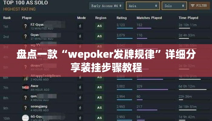 盘点一款“wepoker发牌规律”详细分享装挂步骤教程