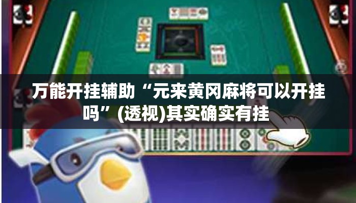 万能开挂辅助“元来黄冈麻将可以开挂吗”(透视)其实确实有挂 