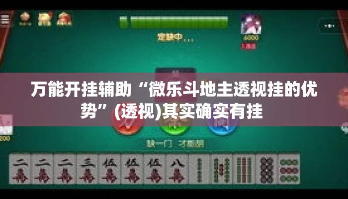 万能开挂辅助“微乐斗地主透视挂的优势	”(透视)其实确实有挂 