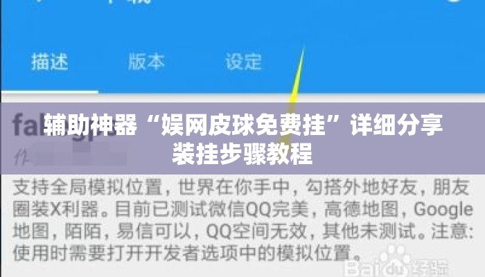 辅助神器“娱网皮球免费挂”详细分享装挂步骤教程