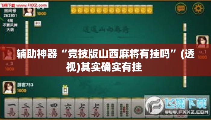 辅助神器“竞技版山西麻将有挂吗	”(透视)其实确实有挂 
