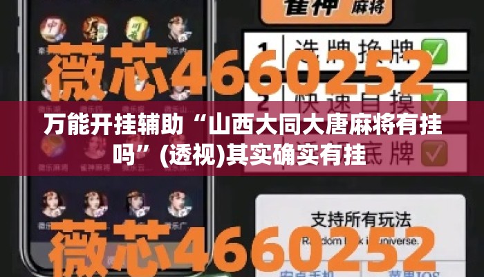 万能开挂辅助“山西大同大唐麻将有挂吗”(透视)其实确实有挂 
