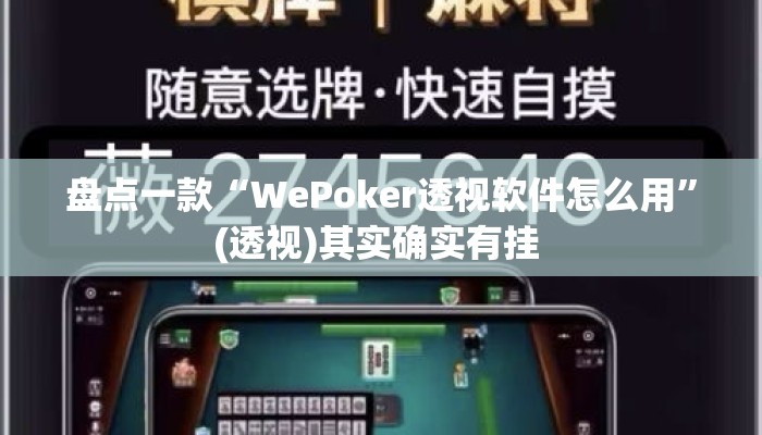 盘点一款“WePoker透视软件怎么用”(透视)其实确实有挂 