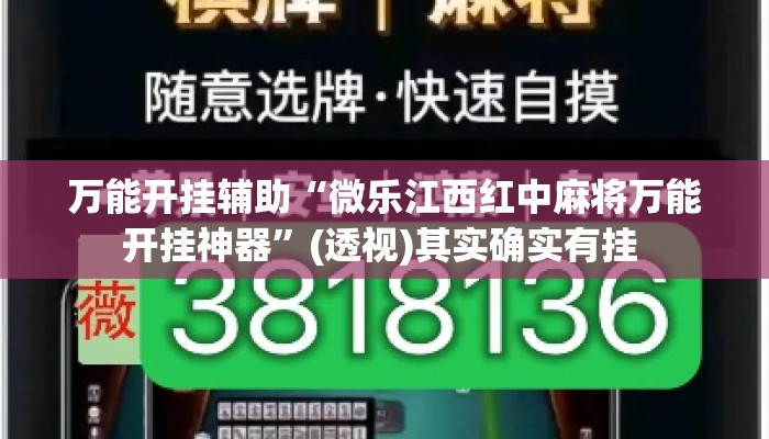万能开挂辅助“微乐江西红中麻将万能开挂神器”(透视)其实确实有挂 