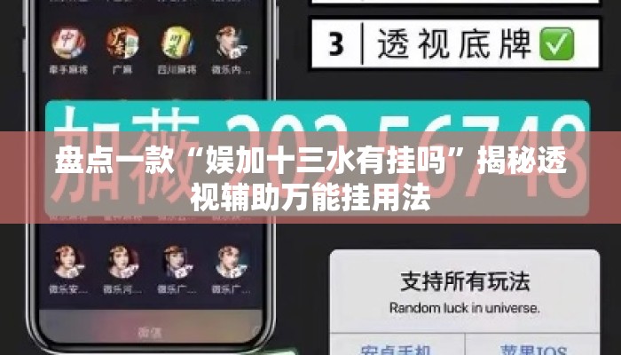 盘点一款“娱加十三水有挂吗	”揭秘透视辅助万能挂用法