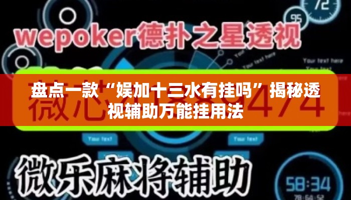 盘点一款“娱加十三水有挂吗”揭秘透视辅助万能挂用法