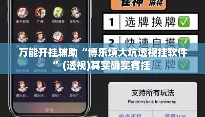 万能开挂辅助“博乐填大坑透视挂软件”(透视)其实确实有挂 