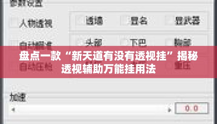 盘点一款“新天道有没有透视挂”揭秘透视辅助万能挂用法
