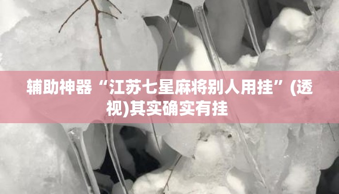 辅助神器“江苏七星麻将别人用挂	”(透视)其实确实有挂 