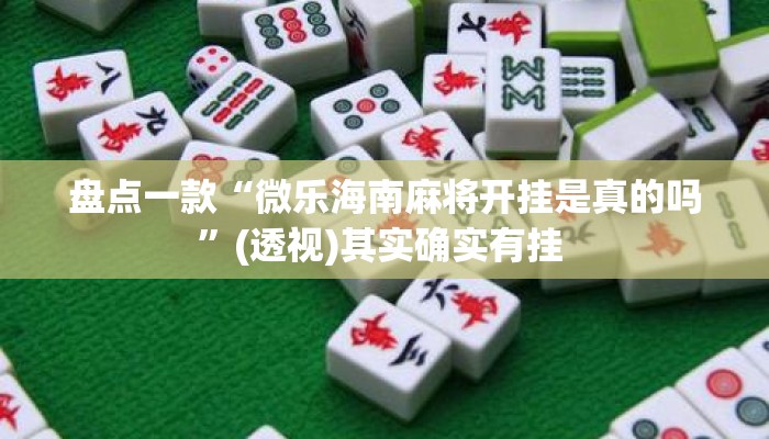 盘点一款“微乐海南麻将开挂是真的吗”(透视)其实确实有挂 