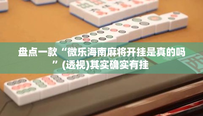 盘点一款“微乐海南麻将开挂是真的吗	”(透视)其实确实有挂 