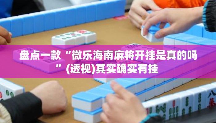 盘点一款“微乐海南麻将开挂是真的吗”(透视)其实确实有挂 